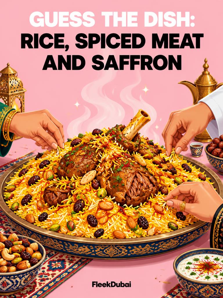 Fleek Dubai quiz post: Guess the dish: rice, spiced meat and saffron