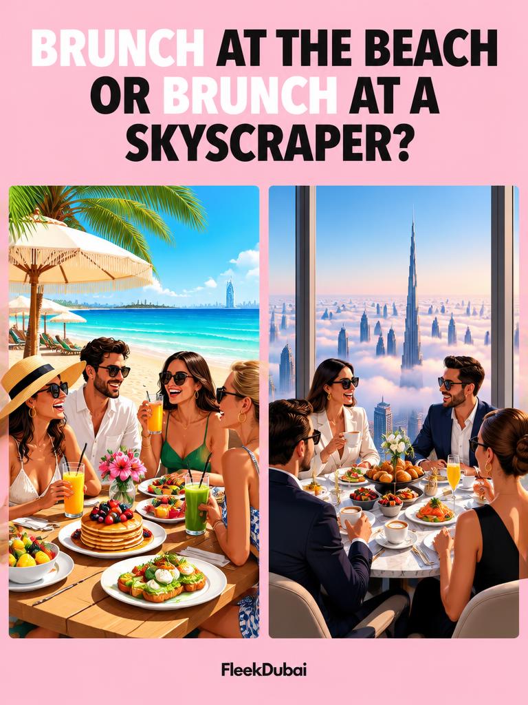 Fleek Dubai quiz post: Brunch at the beach or brunch at a skyscraper?