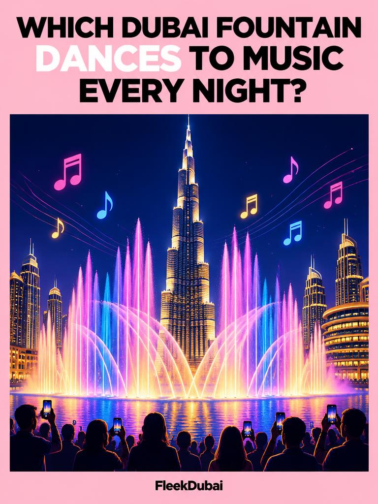 Fleek Dubai quiz post: Which Dubai fountain dances to music every night?