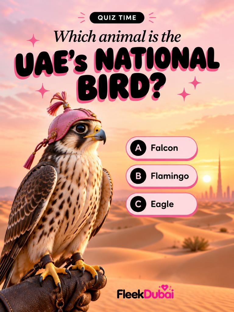 Fleek Dubai quiz post: Which animal is the UAE's national bird?