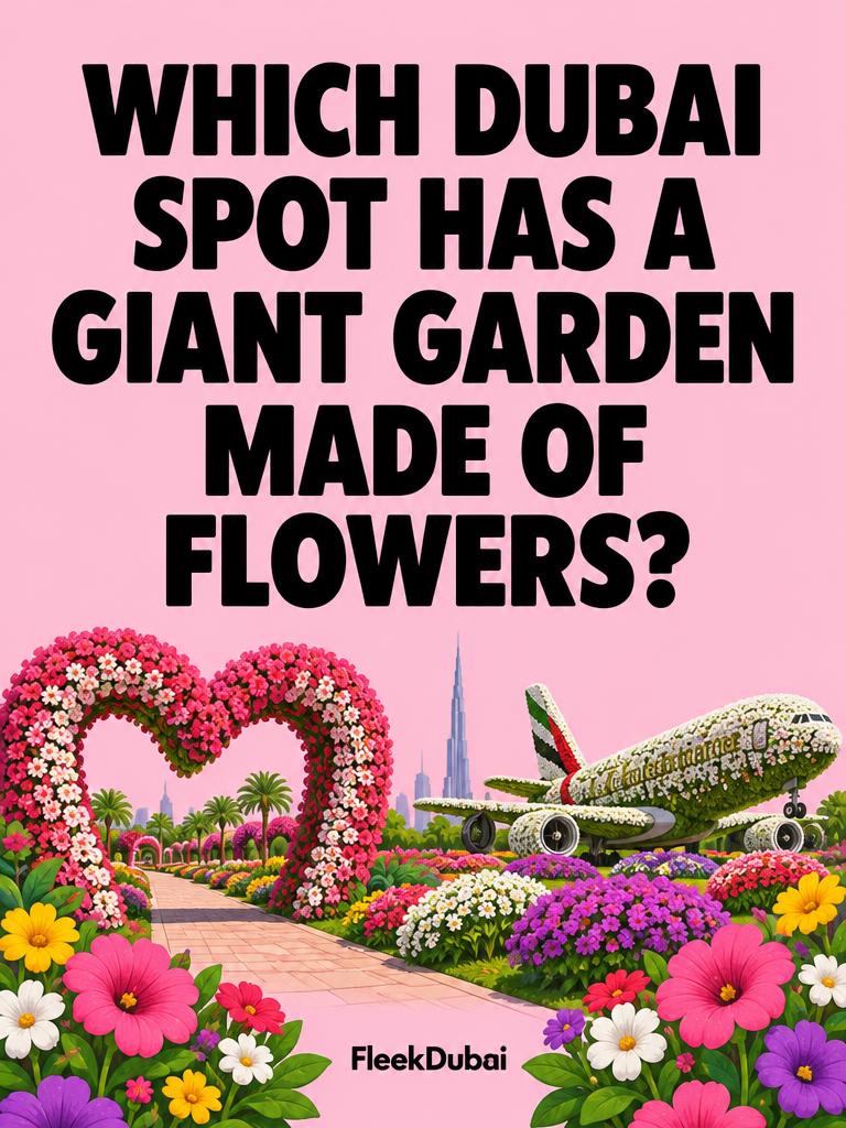 Fleek Dubai quiz post: Which Dubai spot has a giant garden made of flowers?