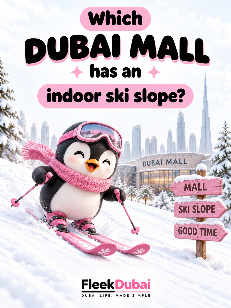 Fleek Dubai quiz post: Which Dubai mall has an indoor ski slope?