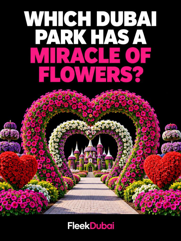 Fleek Dubai quiz post: Which Dubai park has a miracle of flowers?
