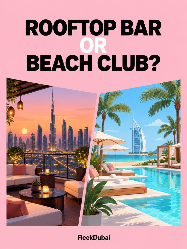 Fleek Dubai quiz post: Rooftop bar or beach club?