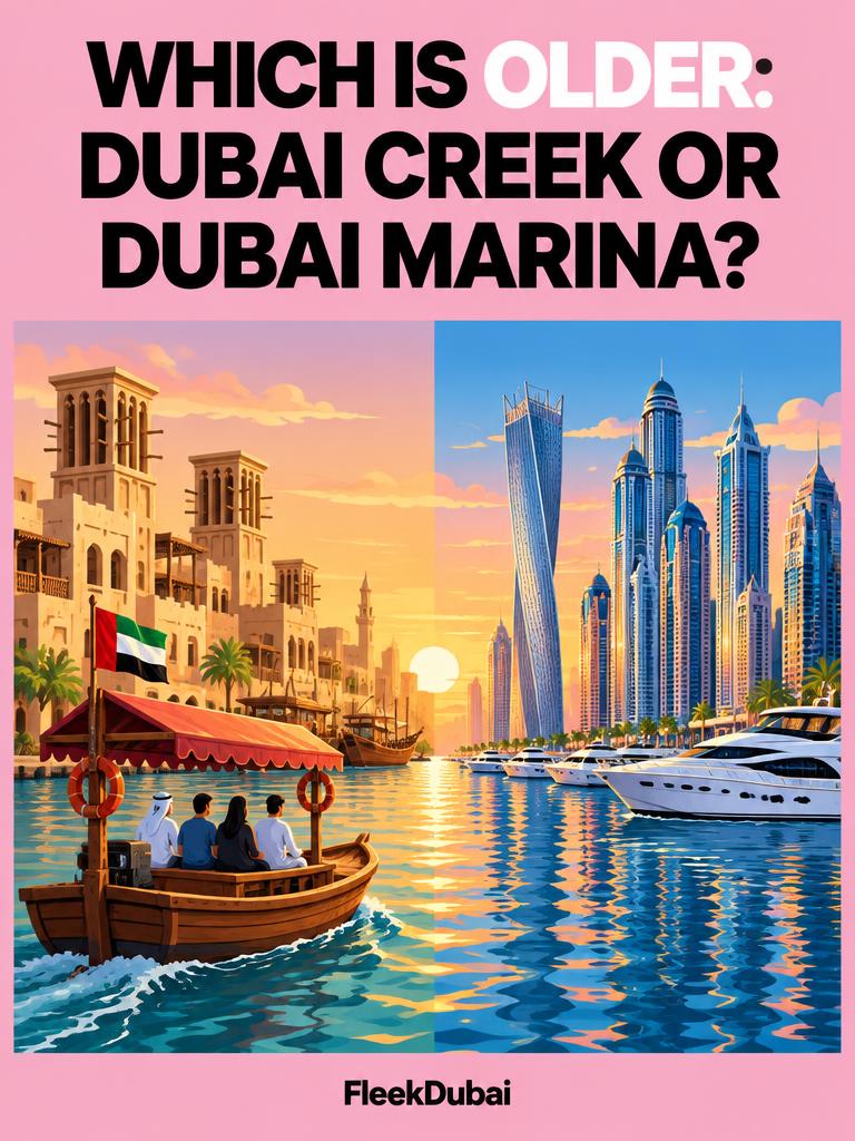 Fleek Dubai quiz post: Which is older: Dubai Creek or Dubai Marina?