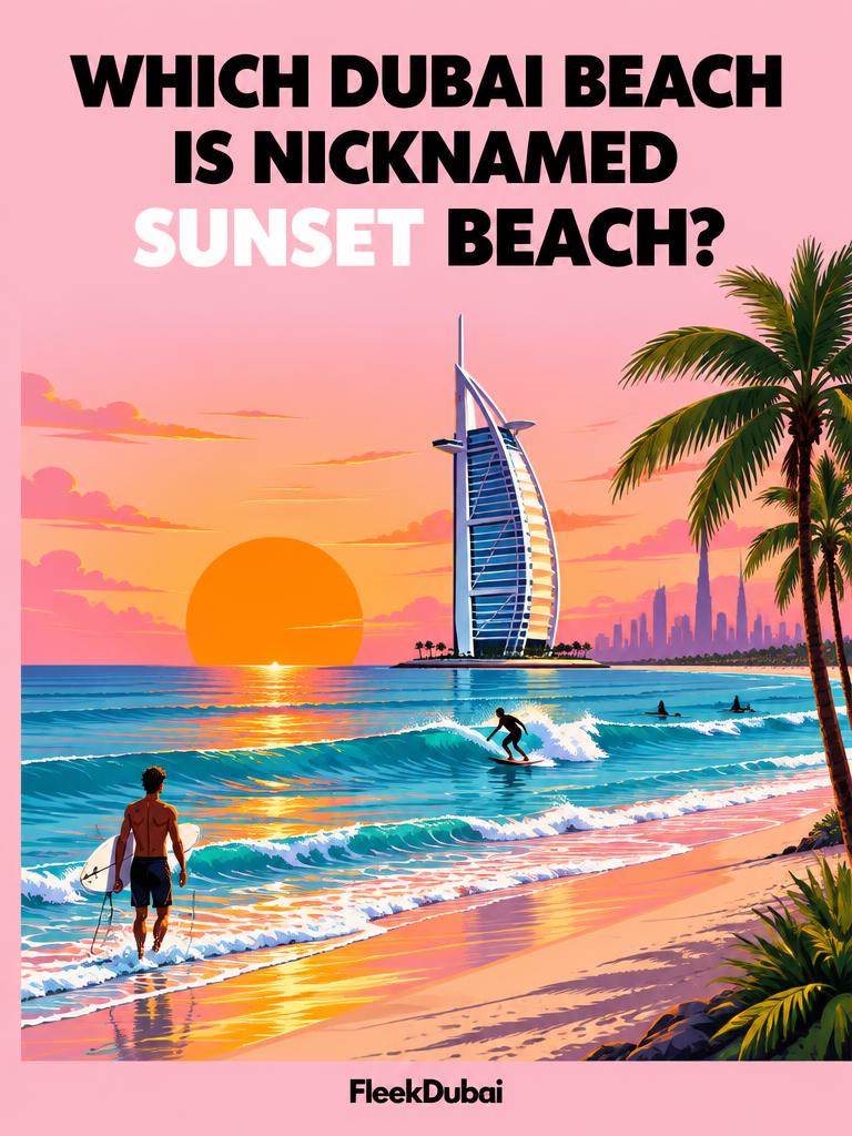 Fleek Dubai quiz post: Which Dubai beach is nicknamed Sunset Beach?