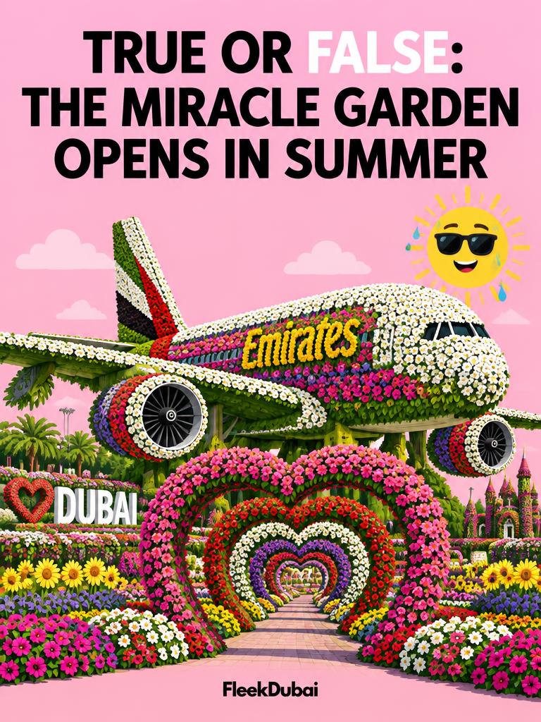 Fleek Dubai quiz post: True or false: the Miracle Garden opens in summer