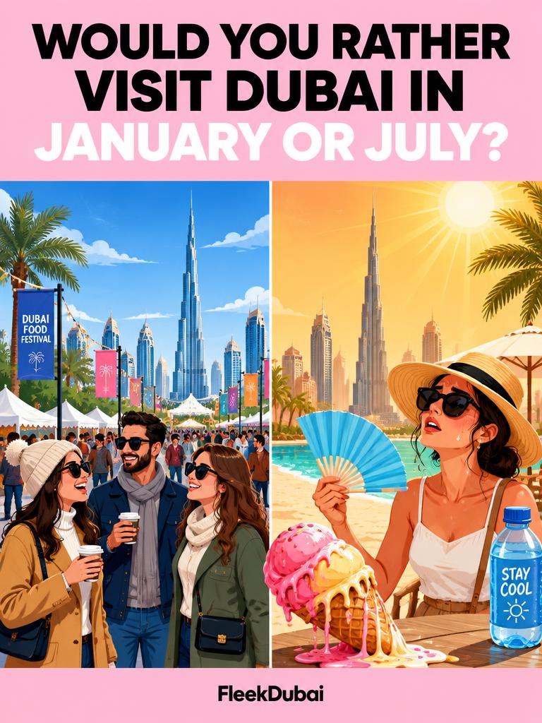 Fleek Dubai quiz post: Would you rather visit Dubai in January or July?